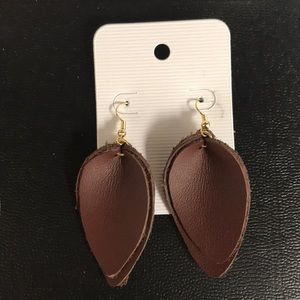 Brown Double Leather Earrings